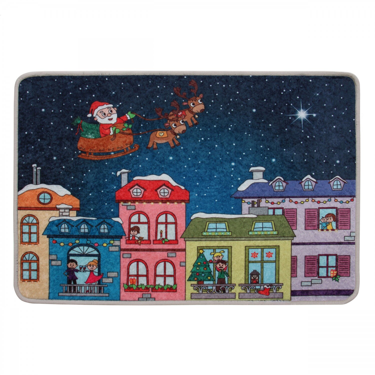 Covoras Craciun iMKⓇ camera copii, poliester, 60 x 90 cm, multicolor