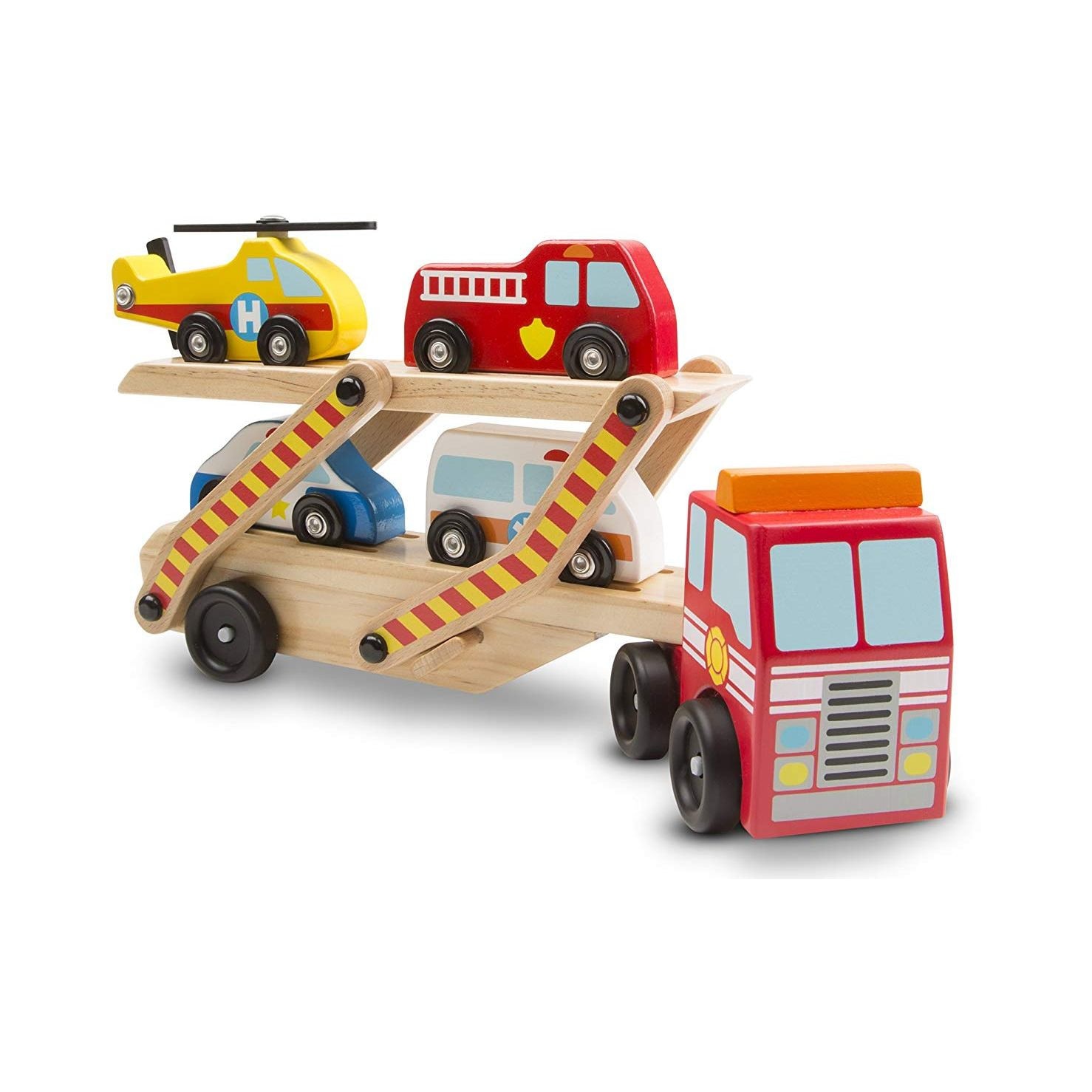 Camion din lemn cu 4 masinute, 3 ani+