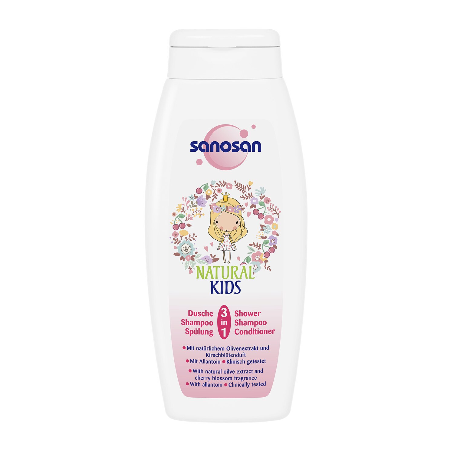 Sampon si gel de dus, Sanosan Kids, 3in1, Fete, 250 ml