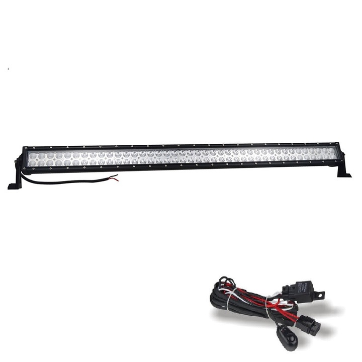 Led Bar 240 W прав + КОМПЛЕКТ КАБЕЛ И РЕЛЕ ВКЛЮЧЕНО захранване 12-24 Spot и Flood 108 cm