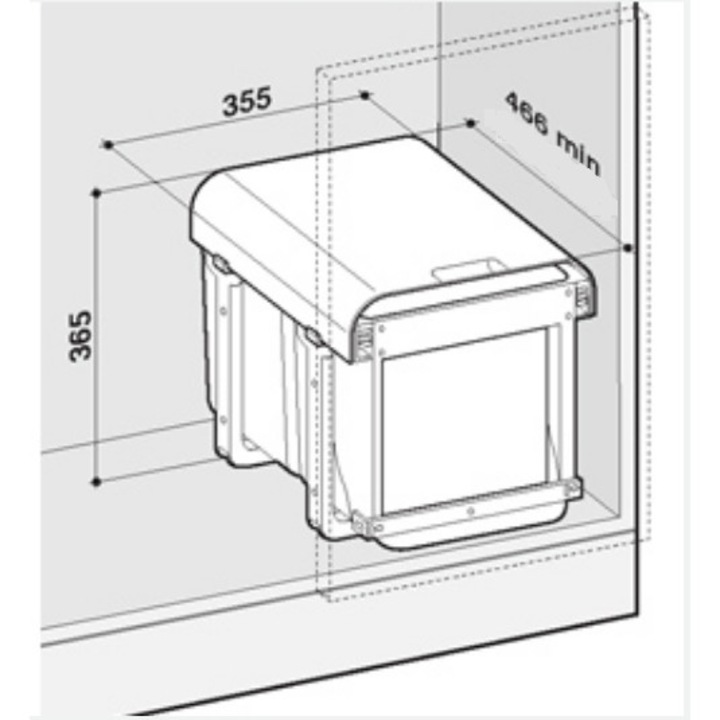 Cos de gunoi incorporabil Ekko Front, colectare selectiva, cu 2 compartimente x 16 litri