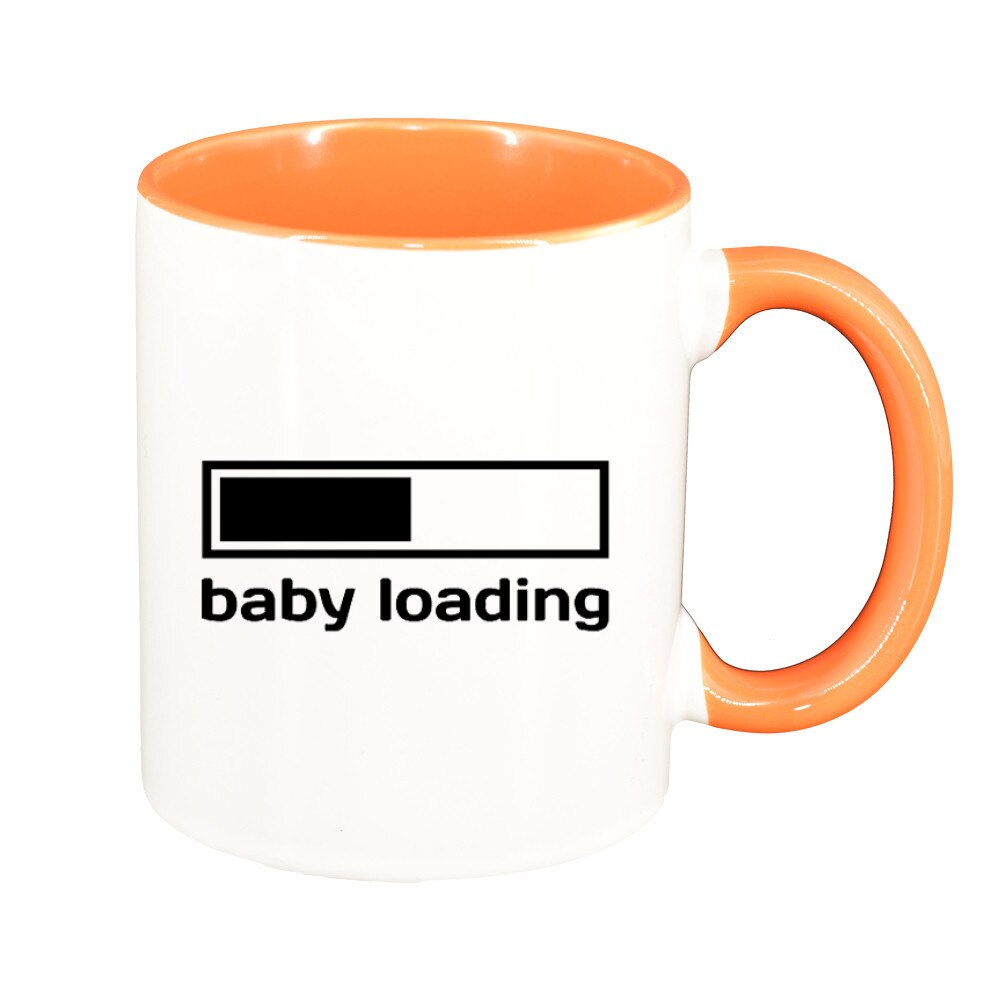 Cana personalizata, interior portocaliu ,1, Baby loading, ceramica, 330 ml