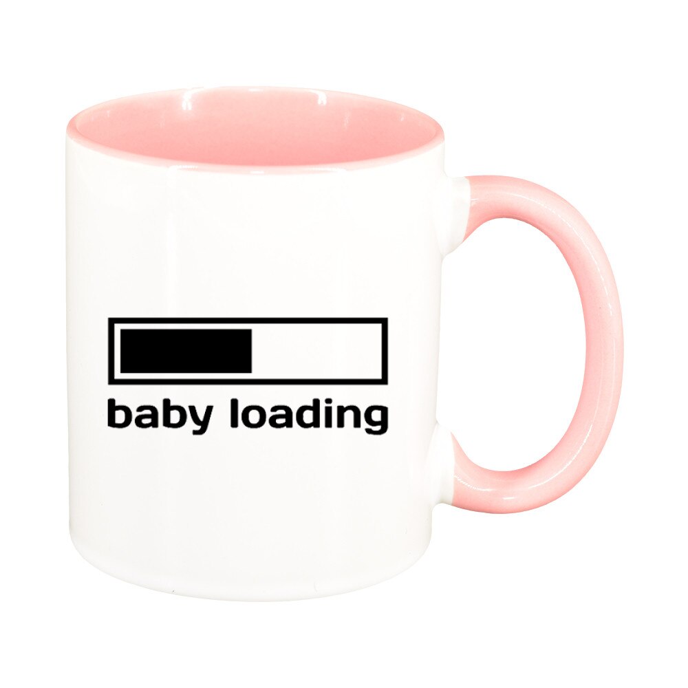 Cana personalizata, interior roz ,1, Baby loading, ceramica, 330 ml