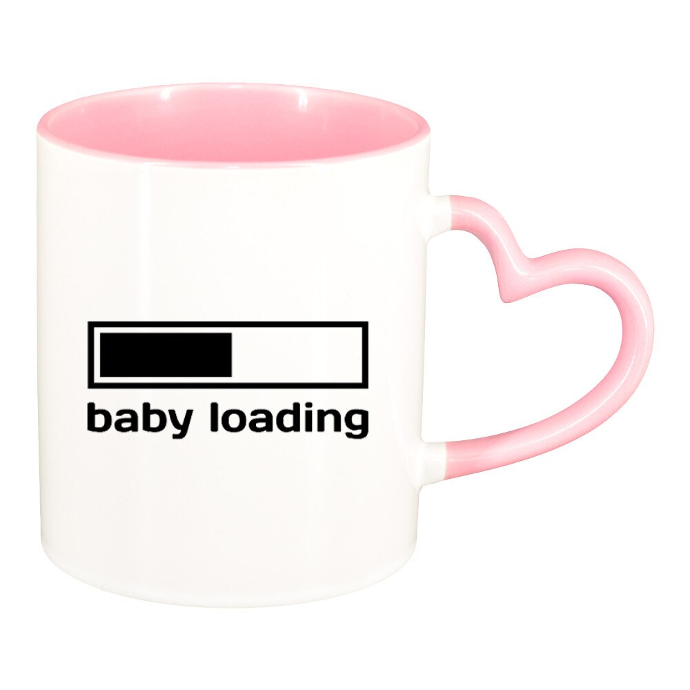Cana personalizata, manier inima roz ,1, Baby loading, ceramica, 330 ml
