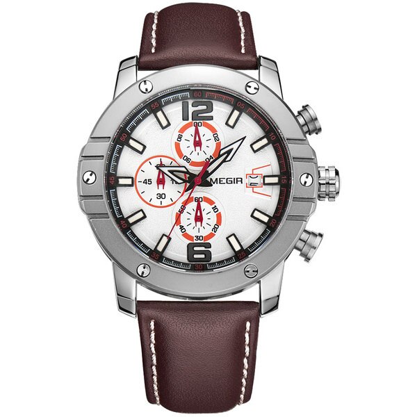 Ceas barbatesc elegant Megir North Pole, argintiu