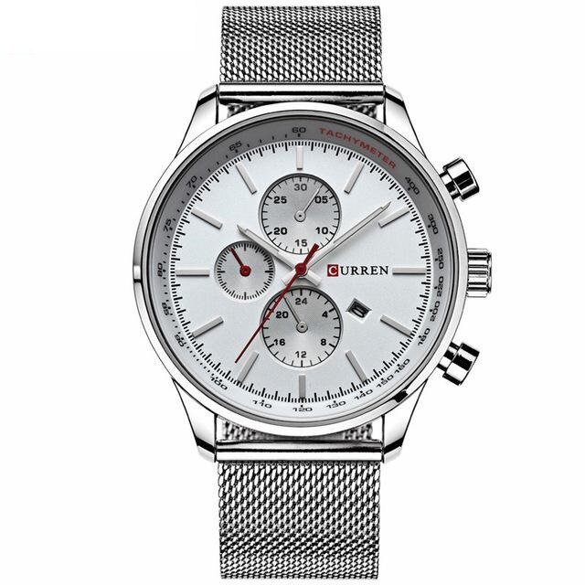 Ceas barbatesc casual Curren Travis, alb-argintiu