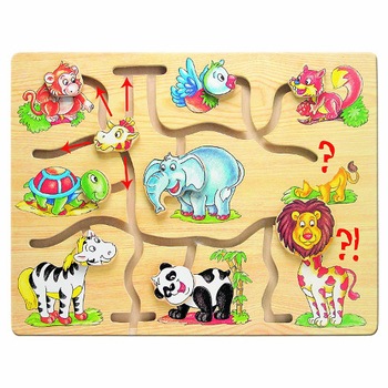 Labirint Bino din Lemn Animalele din Jungla Labirint Bino din Lemn Animalele din Jungla