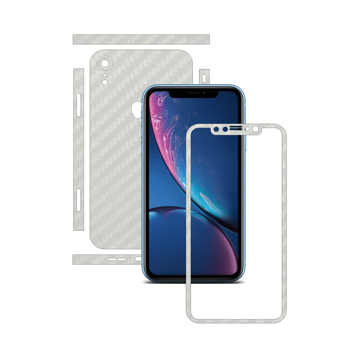 Folie de protectie Carbon Skinz, Husa de tip Skin Adeziv pentru Carcasa, Carbon Alb dedicata Apple iPhone XR
