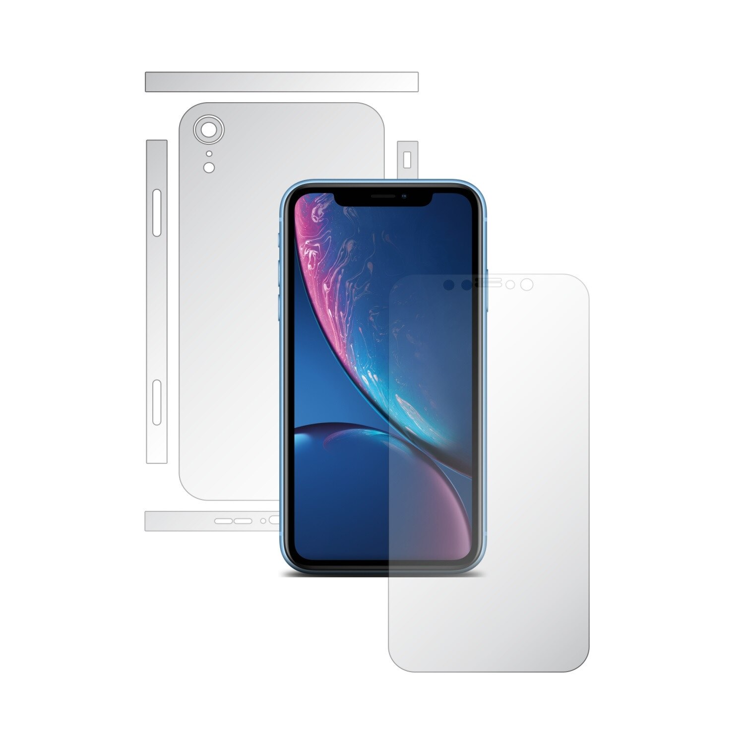 1 + 1 GRATUIT - Apple iPhone XR - Invisible Skinz HD - Folie Protectie Siliconica Ultra-Clear pentru Ecran,Carcasa Spate si Laterale, Husa Transparenta Full Body Cover Edge to Edge de tip Skin Adeziv