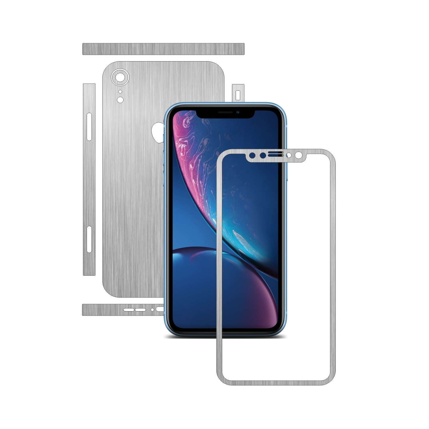 Folie de protectie Carbon Skinz, Husa de tip Skin Adeziv pentru Carcasa, Brushed Argintiu dedicata Apple iPhone XR