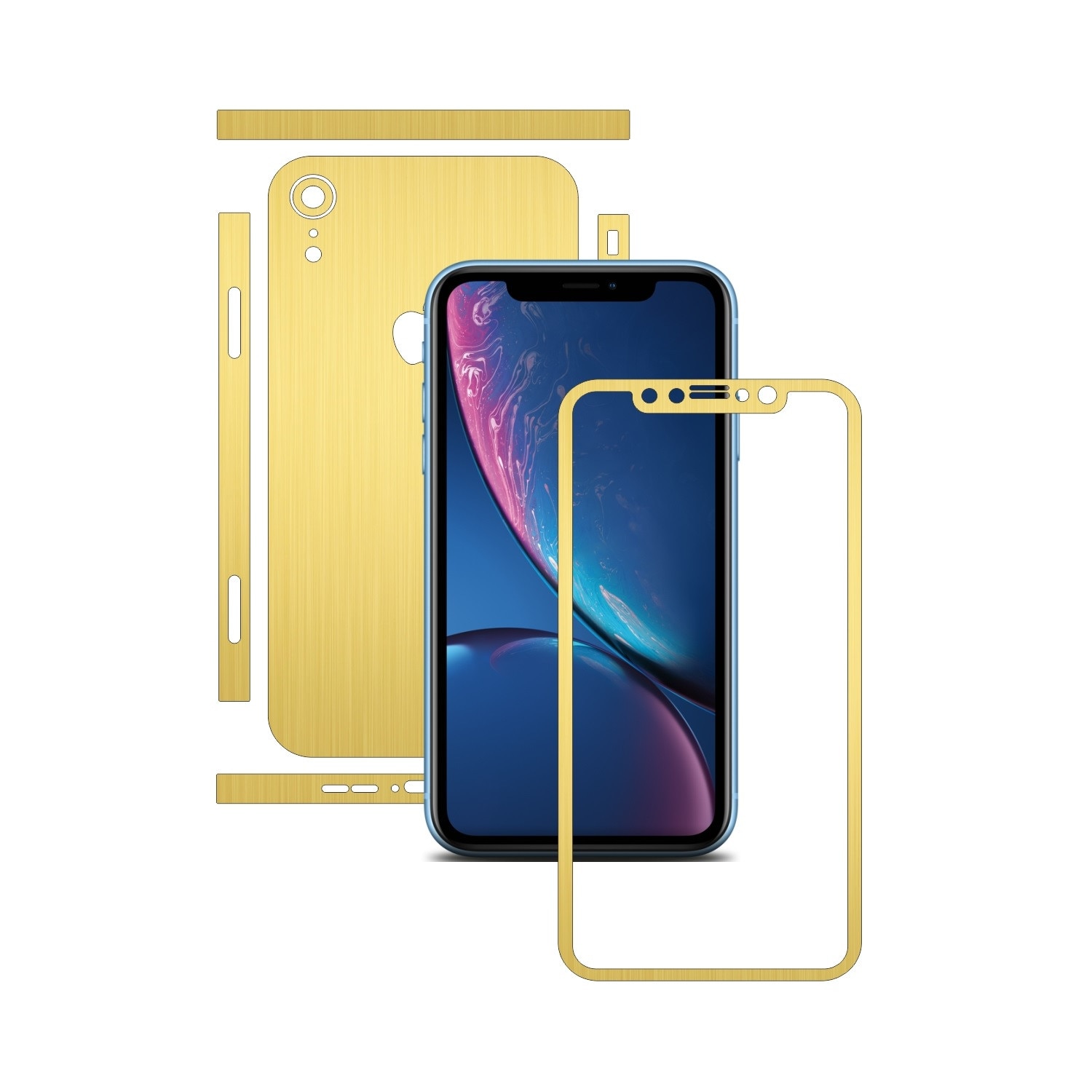Folie de protectie Carbon Skinz, Husa de tip Skin Adeziv pentru Carcasa, Brushed Auriu dedicata Apple iPhone XR