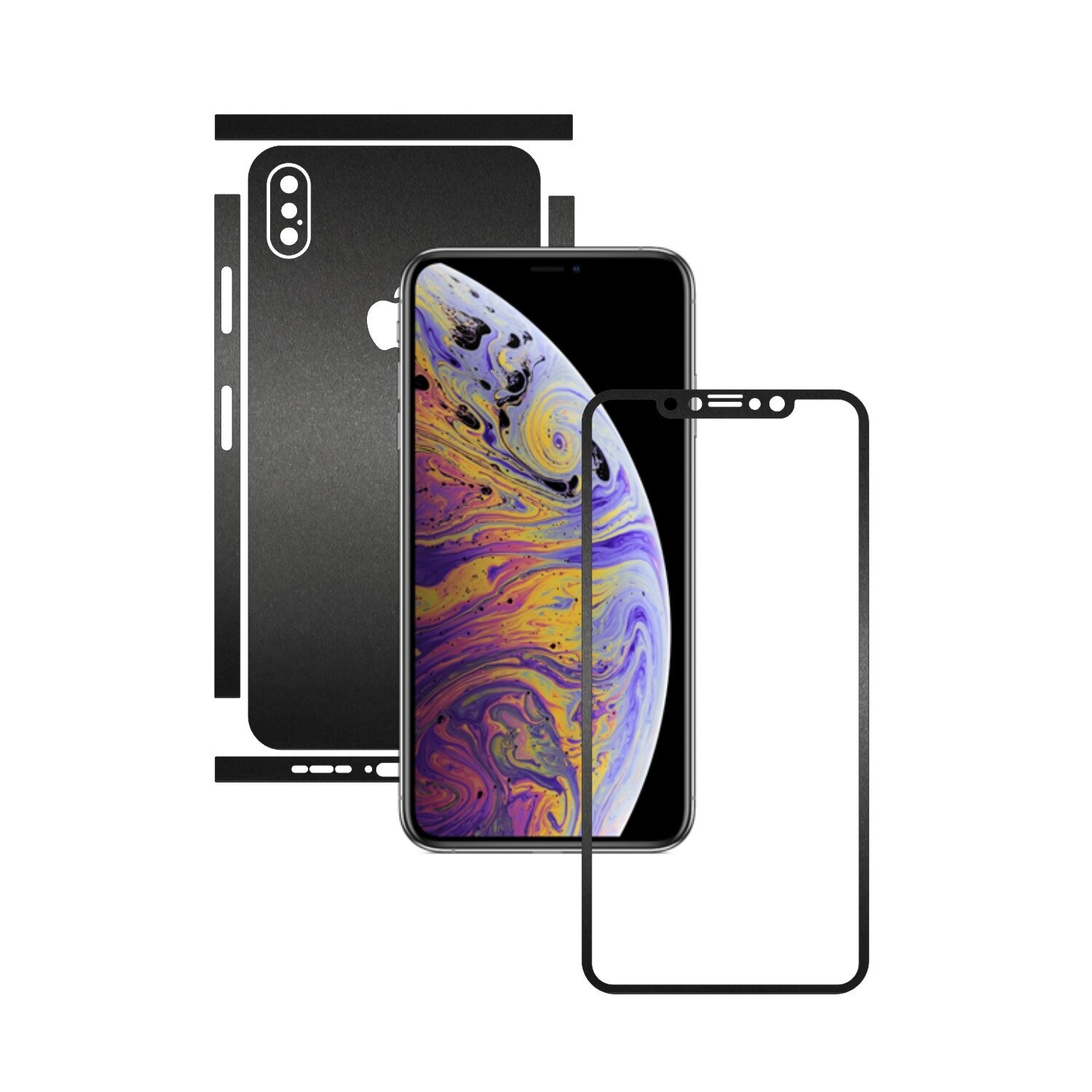 Folie de protectie Carbon Skinz, Husa de tip Skin Adeziv pentru Carcasa, Negru Mat dedicata Apple iPhone XS Max