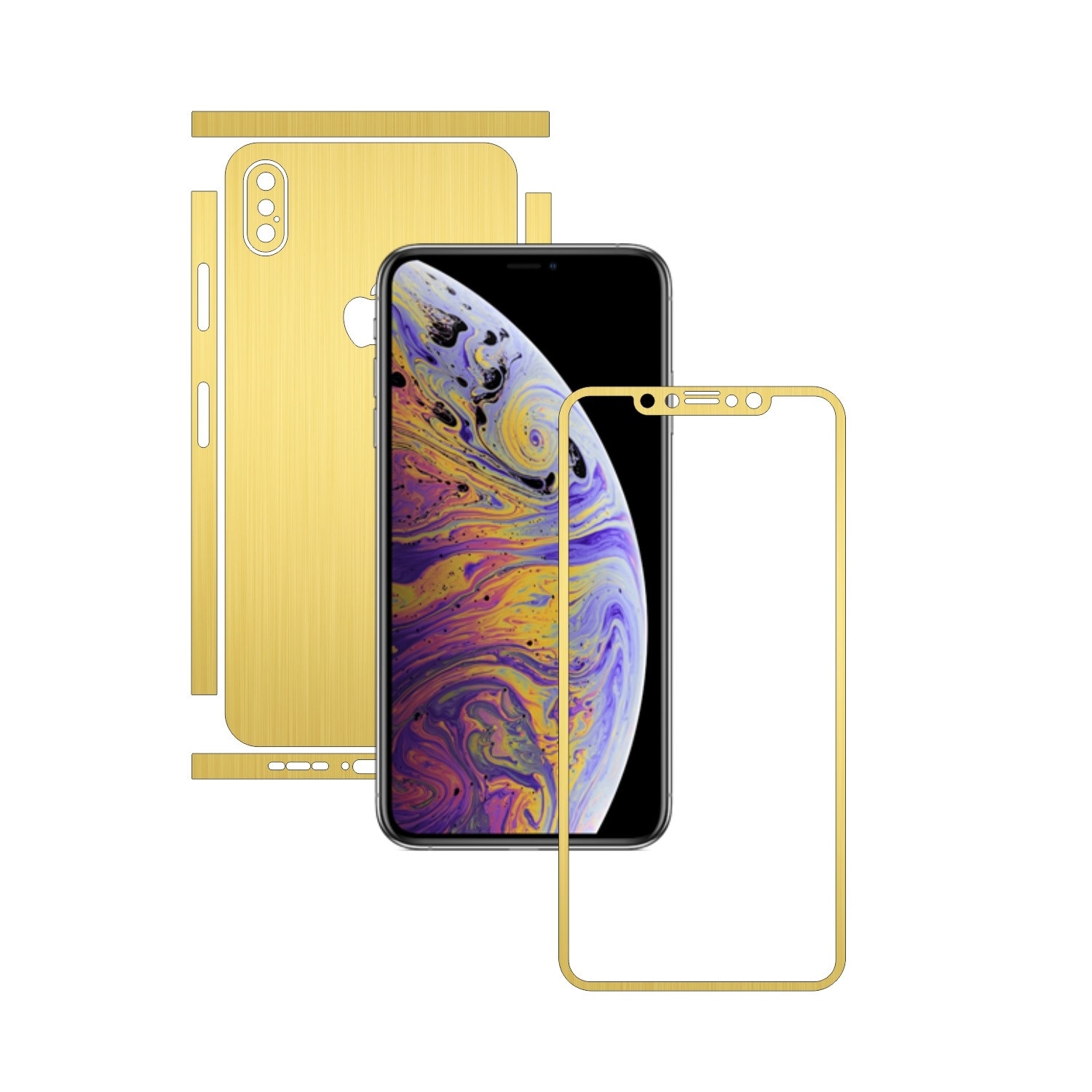 Folie de protectie Carbon Skinz, Husa de tip Skin Adeziv pentru Carcasa, Brushed Auriu dedicata Apple iPhone XS Max