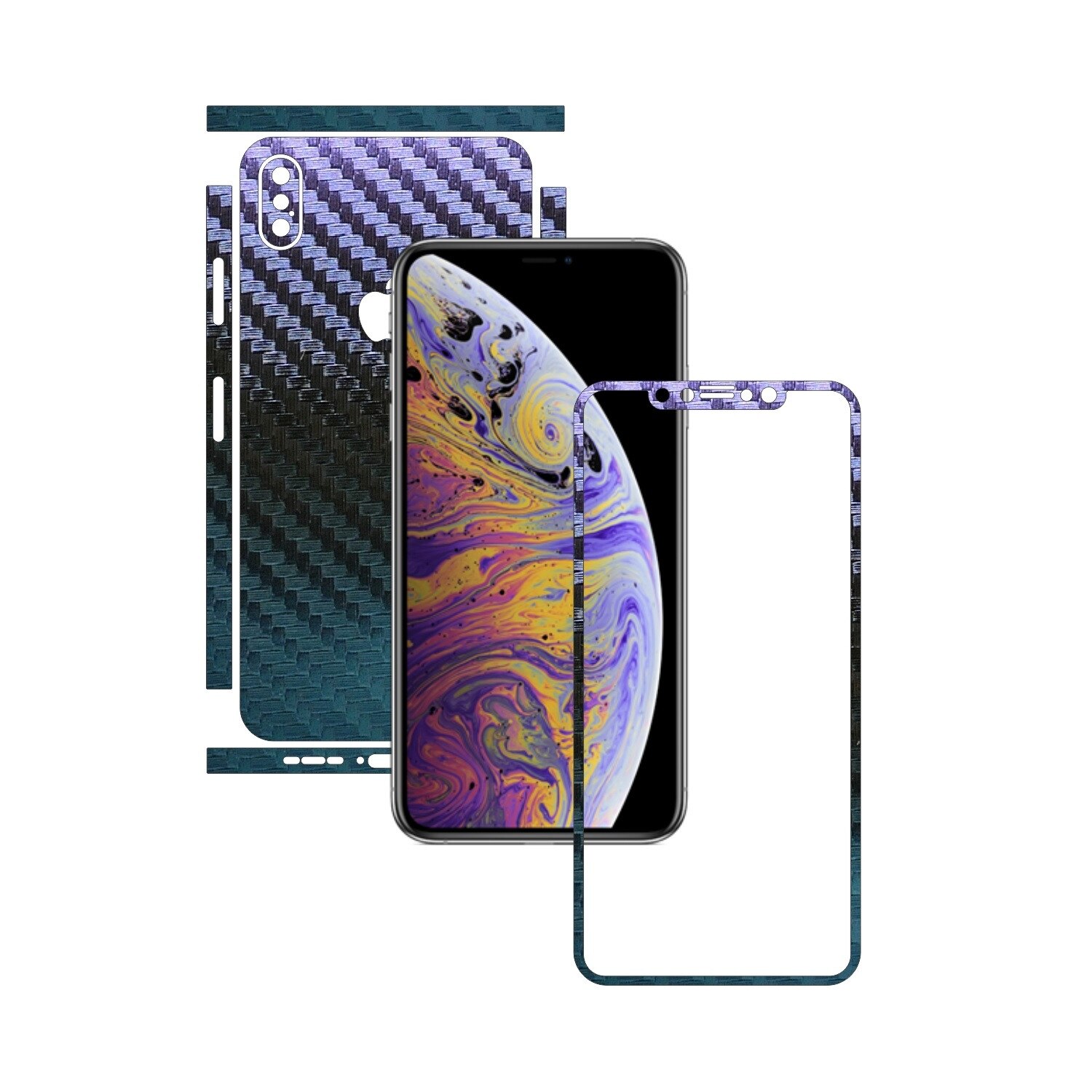 Folie de protectie Carbon Skinz, Husa de tip Skin Adeziv pentru Carcasa, Carbon Cameleon dedicata Apple iPhone XS