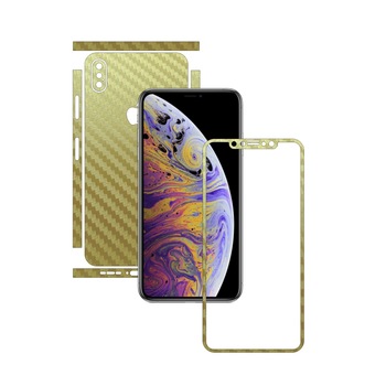 Folie de protectie Carbon Skinz, Husa de tip Skin Adeziv pentru Carcasa, Carbon Auriu dedicata Apple iPhone XS Max Folie de protectie Carbon Skinz, Husa de tip Skin Adeziv pentru Carcasa, Carbon Auriu dedicata Apple iPhone XS Max