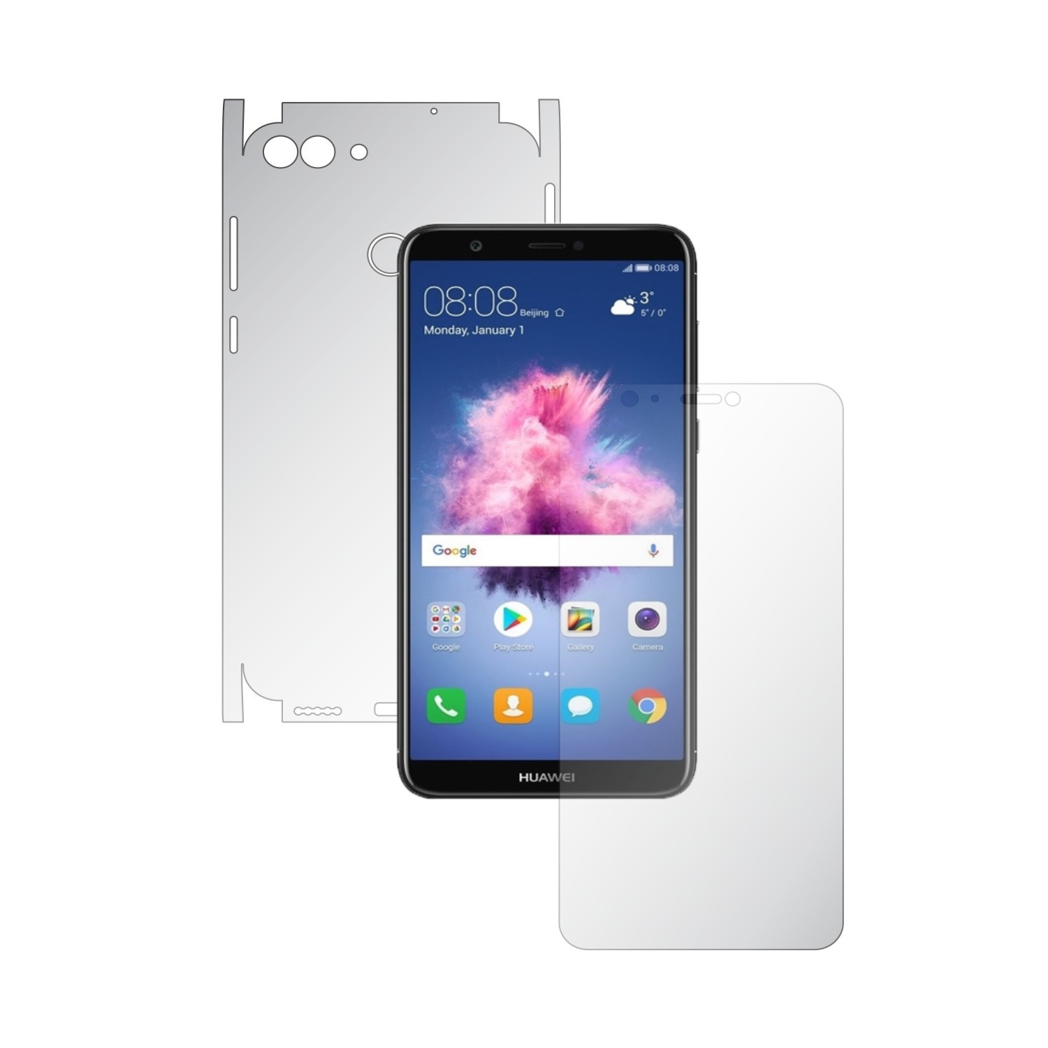 1 + 1 GRATUIT - Huawei P Smart 2018 - Invisible Skinz HD - Folie Protectie Siliconica Ultra-Clear pentru Ecran,Carcasa Spate si Laterale, Husa Transparenta Full Body Cover Edge to Edge de tip Skin Adeziv