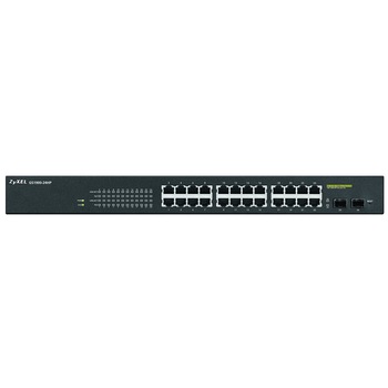 Switch Zyxel GS1900-24HP 24 porturi Gigabit PoE si 2 porturi SFP Managed 170 watt 355 mm x 108 mm Negru
