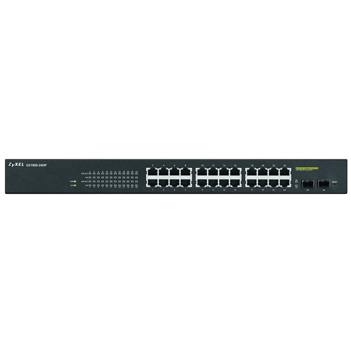 ZyXEL Gigabit Web Smart Switch, 24-Port x 10/100/1000 Mbps, 2x SFP Port, Rackmount