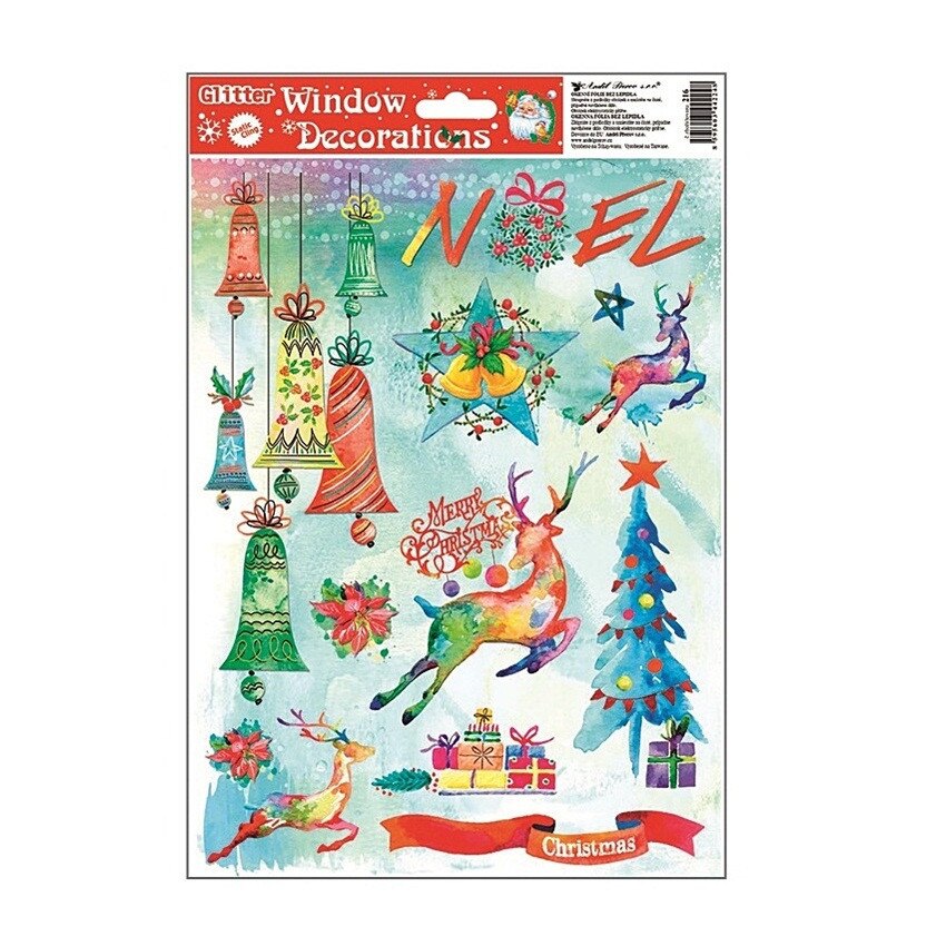 Sticker pentru geam, Craciun - motive desenate, 30 x 20 cm