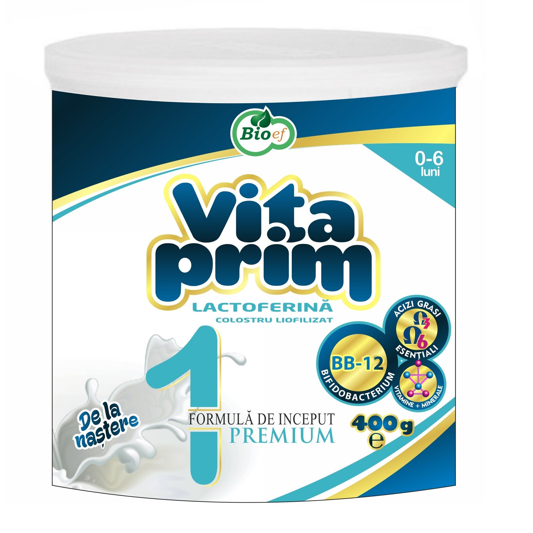 Lapte praf, Bioef, Vitaprim 1, formula de inceput pana la 6 luni, 400 g