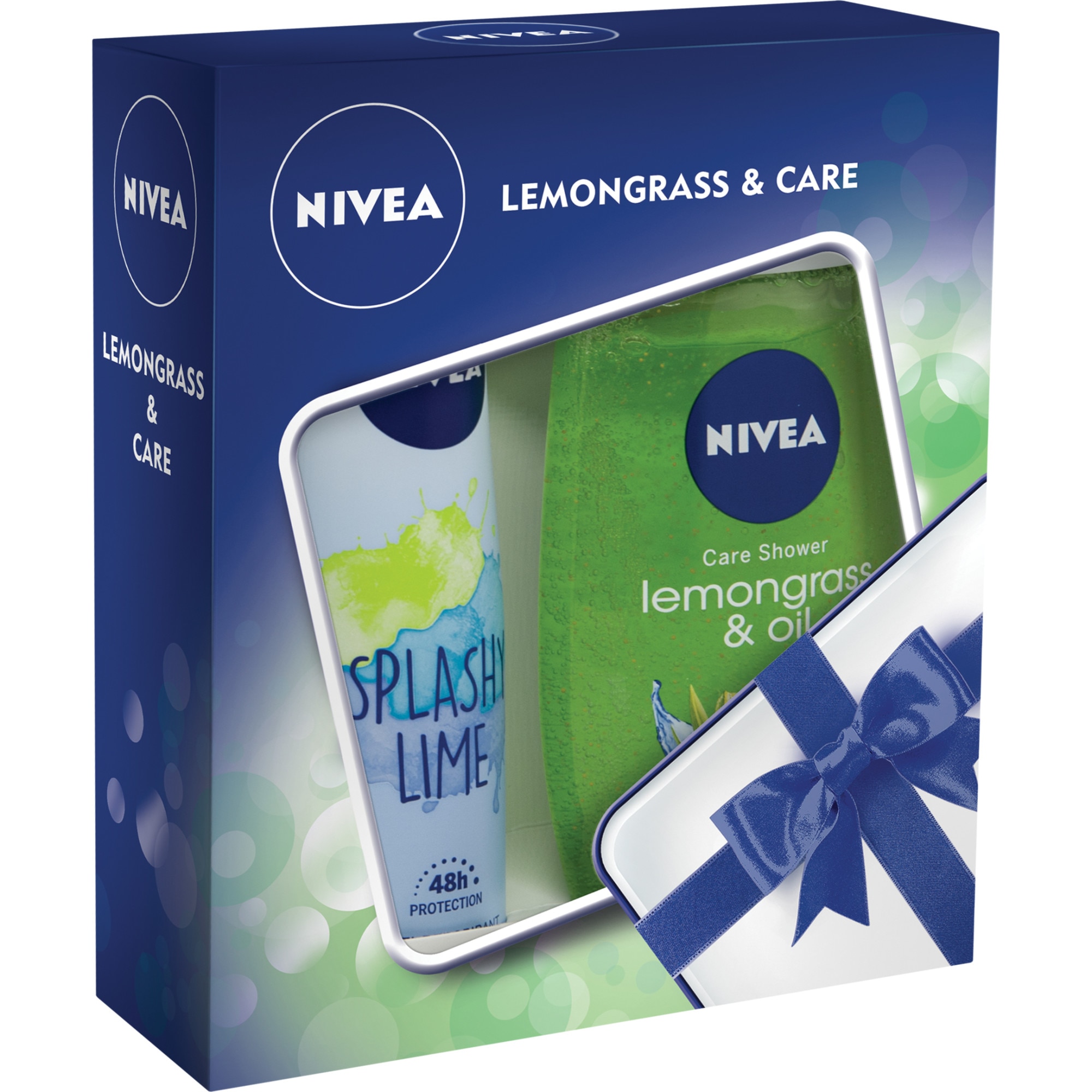 Set cadou Nivea Lemongrass & Care: Deodorant Spray Splashy Lime, 150 ml + Gel de dus Lemongrass & Oil, 250 ml