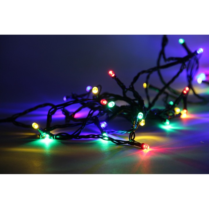 Instalatie Craciun pentru brad, STYLE, 100 beculete led cu lumina multicolora statica