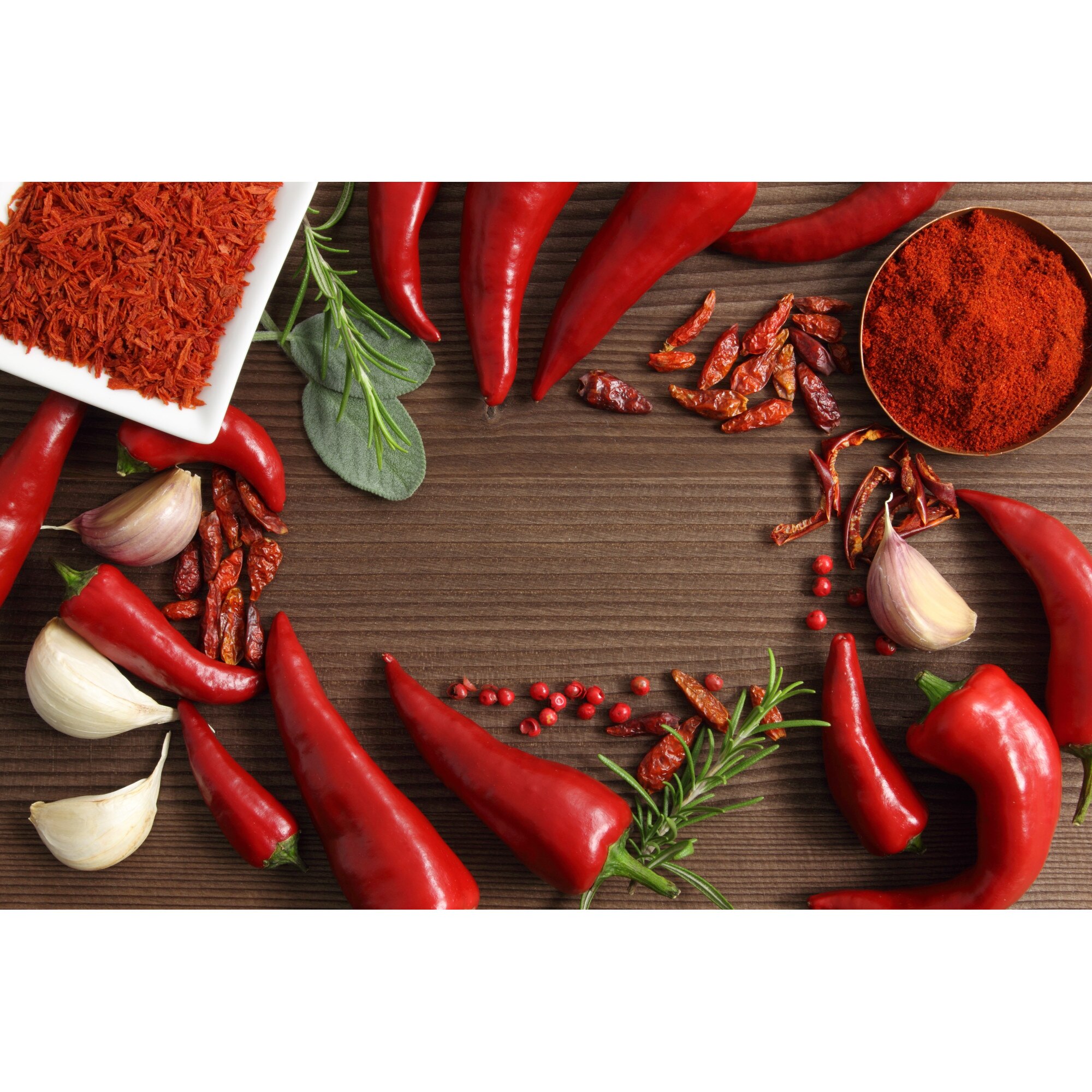 Tablou canvas, produs DekoStore, pentru bucatarie, inramat pe cadru de lemn, print HD, Rosu picant... foarte picant, 100x70cm