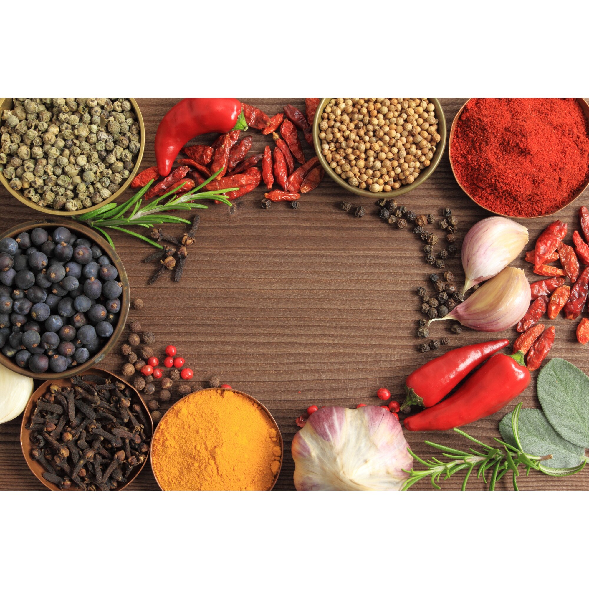 Tablou canvas, produs DekoStore, pentru bucatarie, inramat pe cadru de lemn, print HD, Ingrediente picante, 100x70 cm