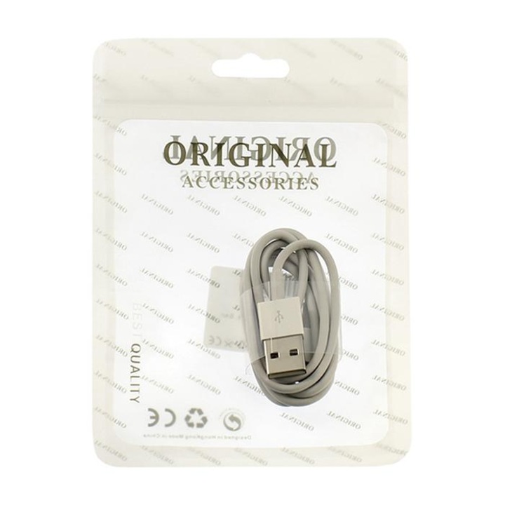 Кабел USB HQ с намотка iPhone 6 - iPhone 5/6,6s,6 Plus,6+/7,7 Plus,7+/8,8 Plus,8+/XR/XS, XS Max, Бял