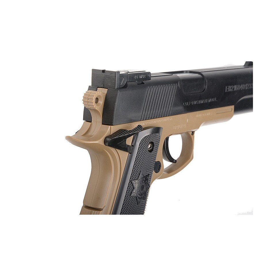 Set pistol airsoft arc si bile 0.20 g, capacitate incarcator 90 bile, Cybergun Colt MK IV eMAG.ro