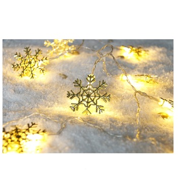 Instalatie fulg nea Craciun, Lumi LUXURY®, 10 LED-uri cu lumina calda, auriu, alimentare baterii Instalatie fulg nea Craciun, Lumi LUXURY®, 10 LED-uri cu lumina calda, auriu, alimentare baterii