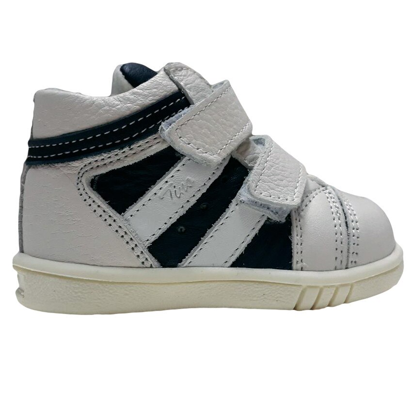 Ghetute copii piele imblanite Tino 3237, Alb/Bleumarin