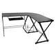 Birou de colt in forma de L Timeless Tools, suport culisant tastatura, stativ unitate, picioare metalice, 148.5 x 131.2 x 73 cm, Negru