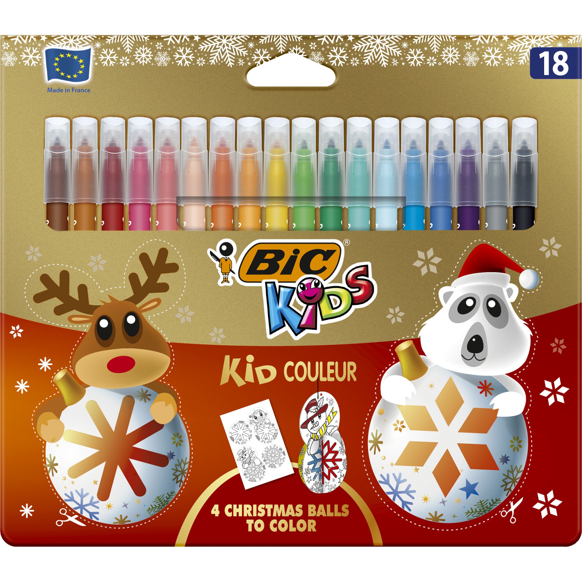 Markere colorate ultralavabile Kid Couleur Christmas, 18 buc/set
