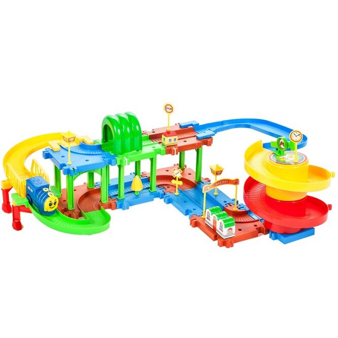 Centru de activitatii si Puzzel MagStar Funny Train, varsta 3+ ani, 41 de accesorii viu colorate