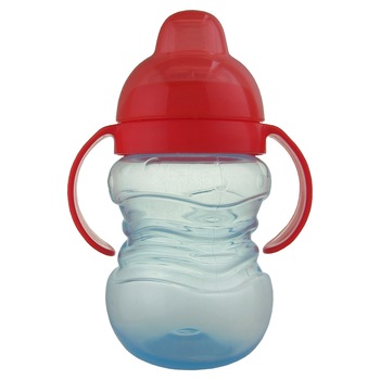 Cana cu manere si cioc silicon anti-curgere, bleu-rosu, R0630, Primii Pasi Cana cu manere si cioc silicon anti-curgere, bleu-rosu, R0630, Primii Pasi