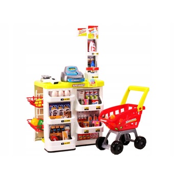 Supermarket joaca copii IDL , Inaltime 82cm , cu carucior de cumparaturi, casa de marcat moderna , scanner de produse , multitudine de produse , Rosu Supermarket joaca copii IDL , Inaltime 82cm , cu carucior de cumparaturi, casa de marcat moderna , scanner de produse , multitudine de produse , Rosu