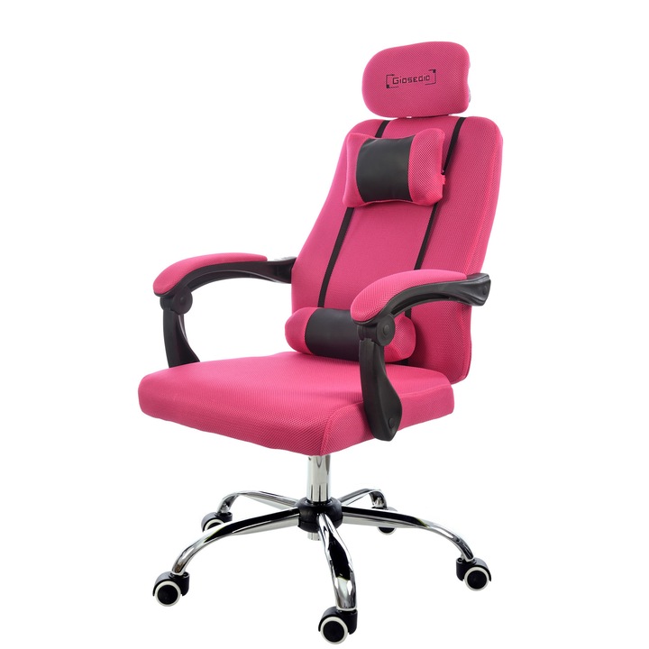 Scaunul de birou rotativ GPX012, Metal/Textil, Roz