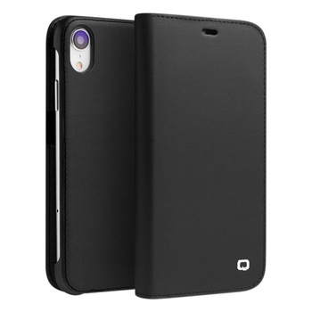 Husa iPhone XR, Qialino Business Classic, din piele naturala, tip carte, cu buzunare carduri, culoare Negru Husa iPhone XR, Qialino Business Classic, din piele naturala, tip carte, cu buzunare carduri, culoare Negru