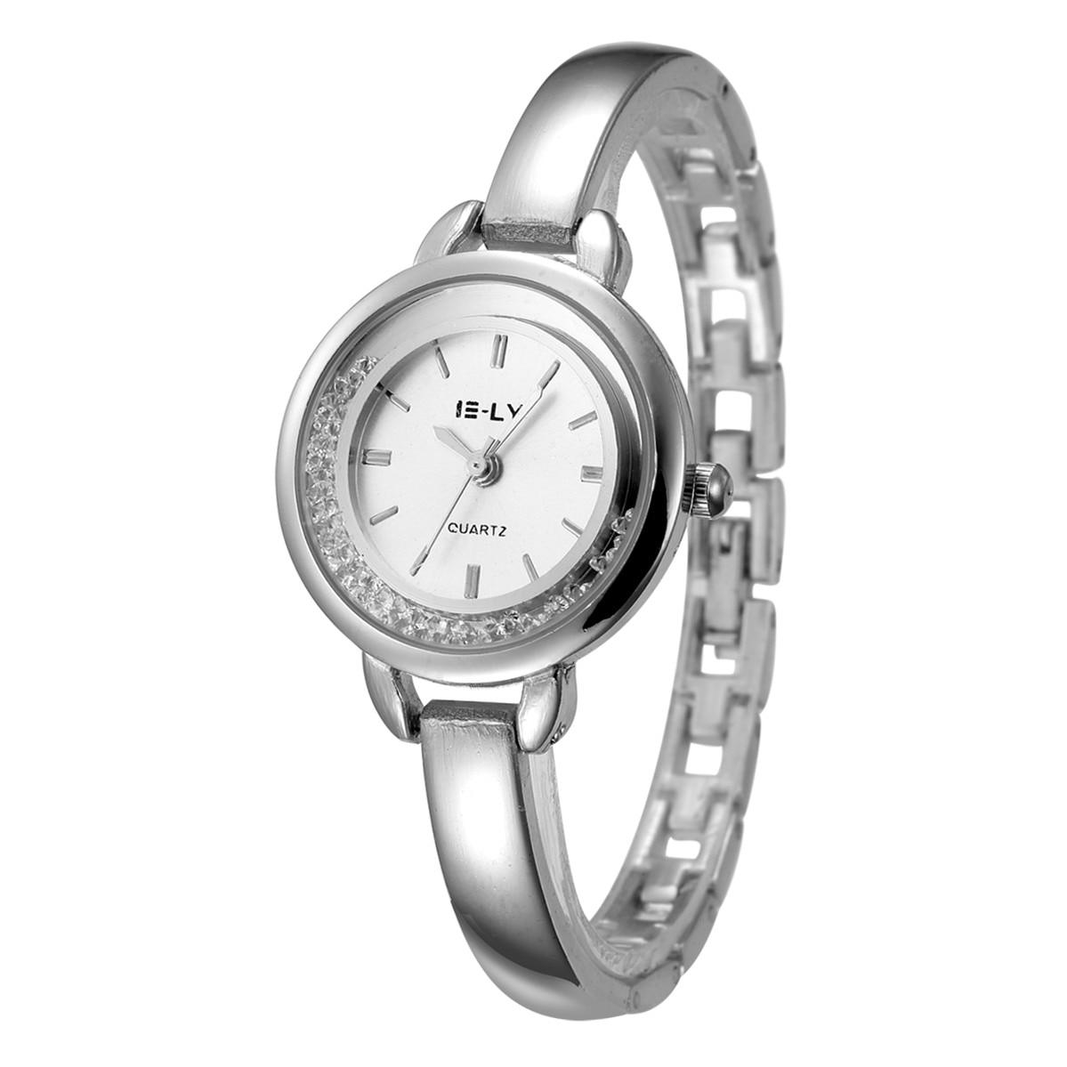 Ceas dama elegant, casual Quartz E-LY E202 argintiu, curea metal