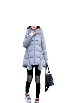 Geaca de iarna lunga tip balon pentru femei GRL-11, gri, L Geaca de iarna lunga tip balon pentru femei GRL-11, gri, L