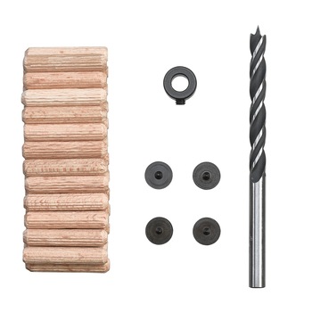 Set 31 accesorii KWB Einhell, burghiu, dibluri lemn, punte de marcare, inel opritor adancime Set 31 accesorii KWB Einhell, burghiu, dibluri lemn, punte de marcare, inel opritor adancime