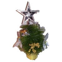 Decoratiune brad artificial in ghiveci, 17 x 17 x 30 cm, Verde