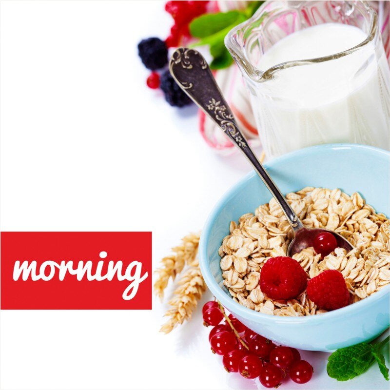 Tablou canvas, produs DekoStore, pentru bucatarie, inramat pe cadru de lemn, print HD, Buna dimineata mic dejun, 40x40 cm