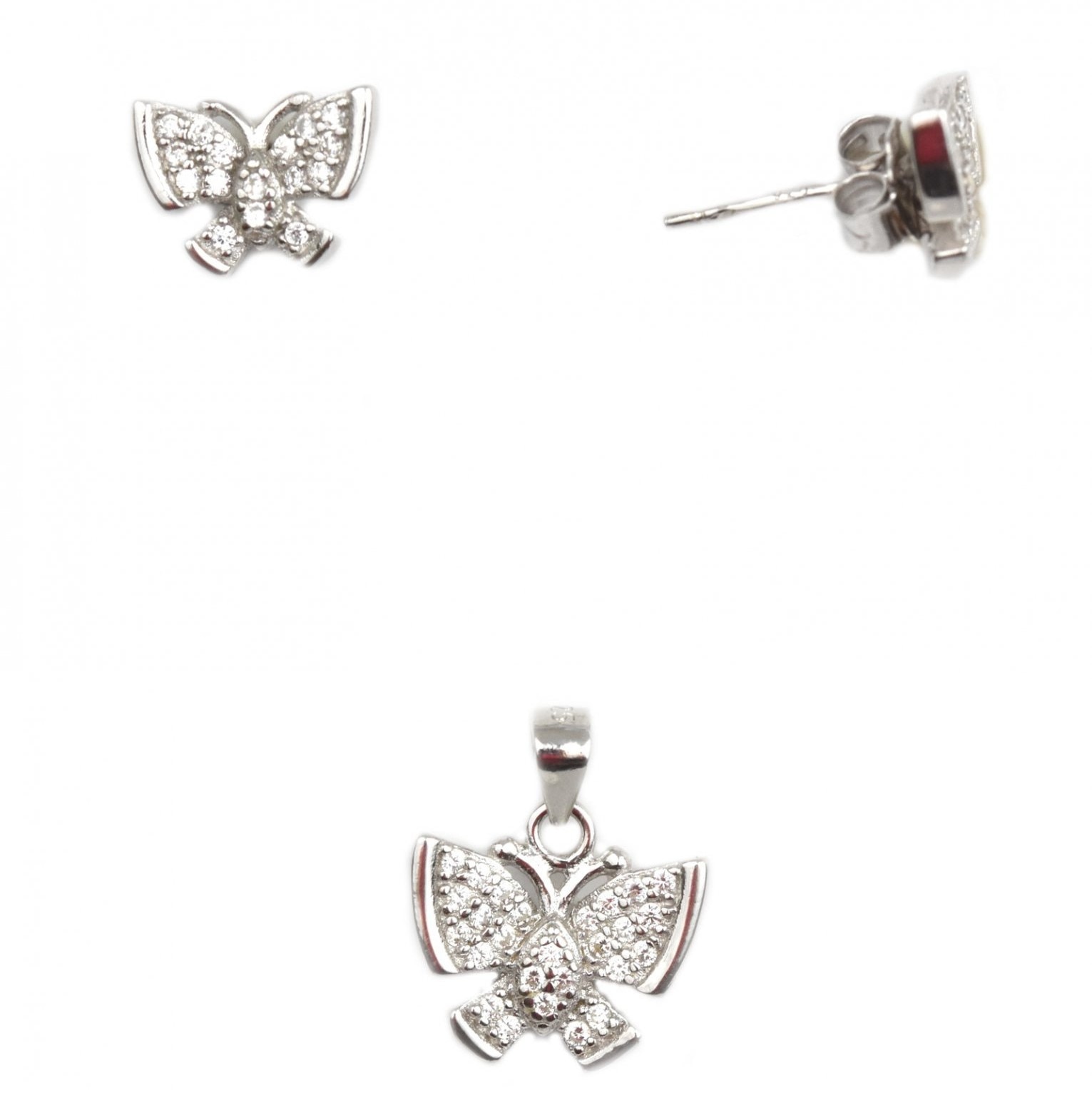 Set argint rodiat fluturasi - DA69