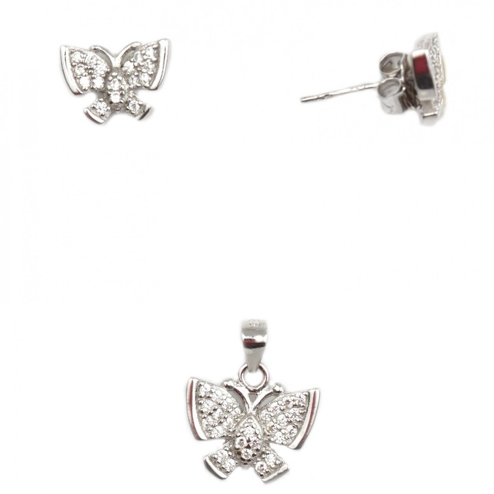 Set argint rodiat fluturasi - DA69