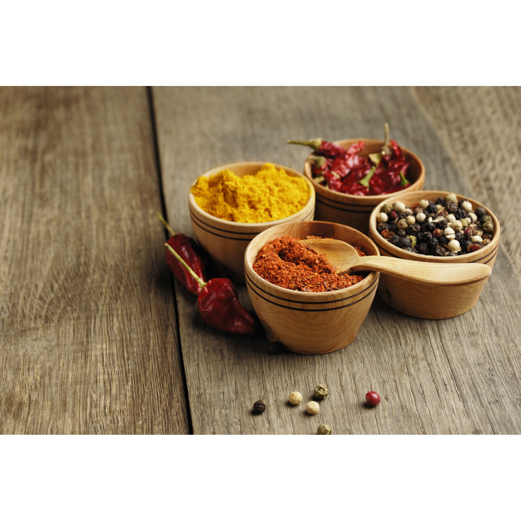 Tablou canvas, produs DekoStore, pentru bucatarie, inramat pe cadru de lemn, print HD, 4 mirodenii picante, 100x70 cm