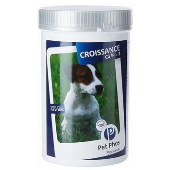 Supliment nutritiv pentru caini Pet Phos Croissance Ca/P=2, 500 tablete Supliment nutritiv pentru caini Pet Phos Croissance Ca/P=2, 500 tablete