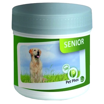 Supliment nutritiv pentru caini Pet Phos Senior, 100 tablete Supliment nutritiv pentru caini Pet Phos Senior, 100 tablete