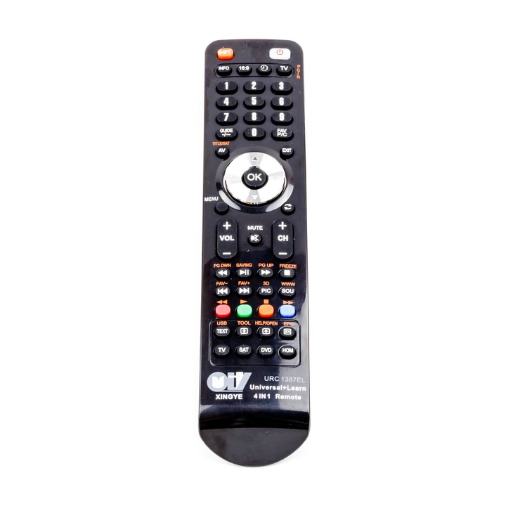 Univerzális URC1387EL 4in1 távoli tanulás távirányító TV, DVD, BluRay lejátszó, SAT vevő